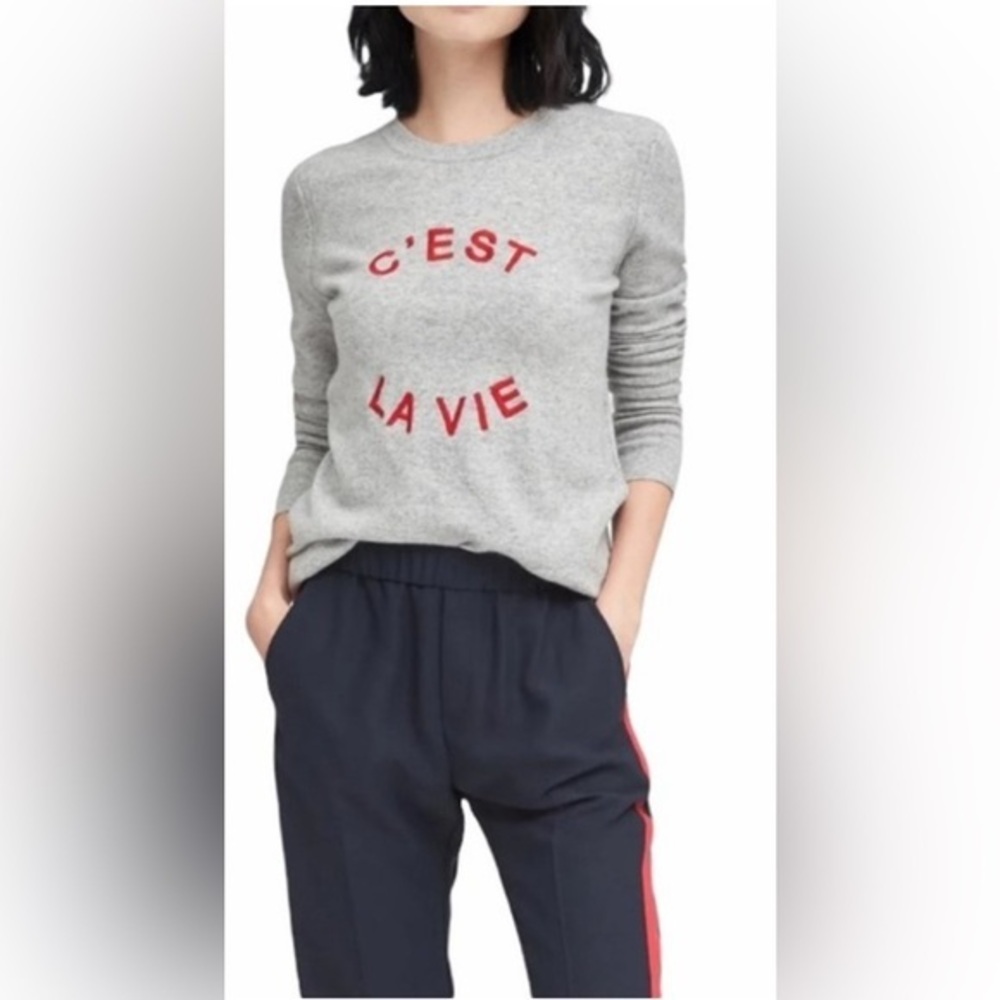 Banana Republic Gray Crewneck Sweater with Red Text